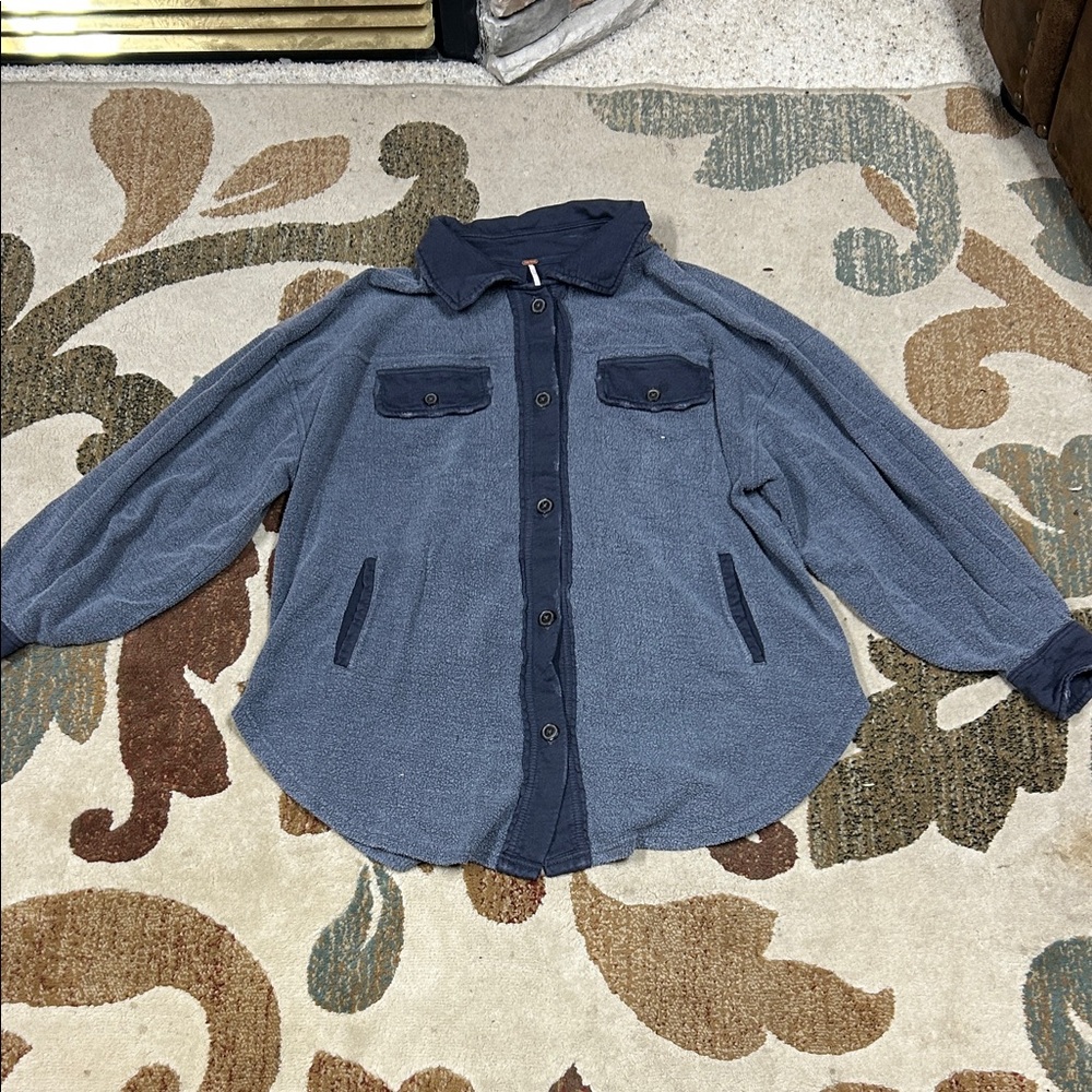 Men's Blue Button-Up Jacket